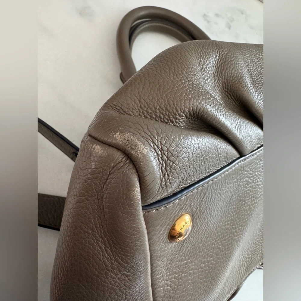 Marc Jacobs Brown Pebbled Leather Satchel with adjustable Shoulder Strap